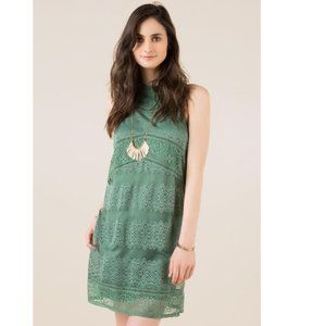 Francesca's Miami Green Lace Shift Dress
